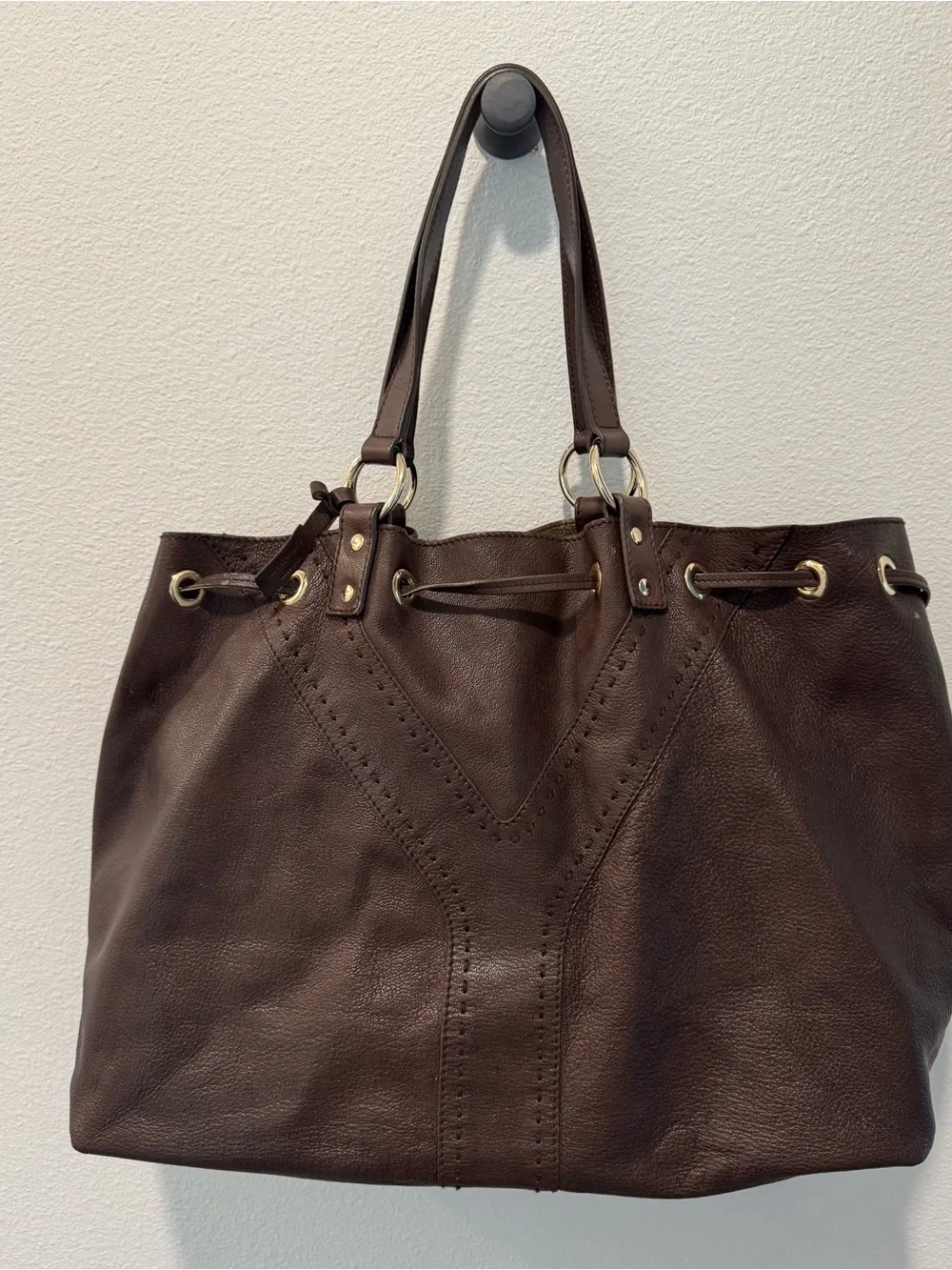 Yves Saint Laurent calf skin reversible, double sac Y tote. Bronze and Chocolate - Picture 8 of 14